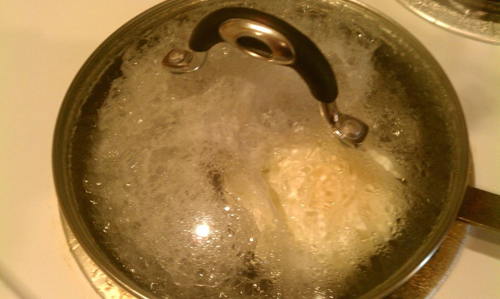 wait about a minute.. or as long as you want.. the longer you leave it the more it will cook through.