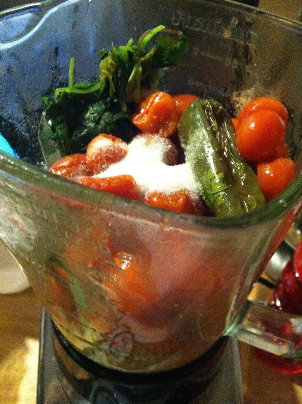 Wait for about 10 more minutes to cool down your ingredients  then put them in a blender.