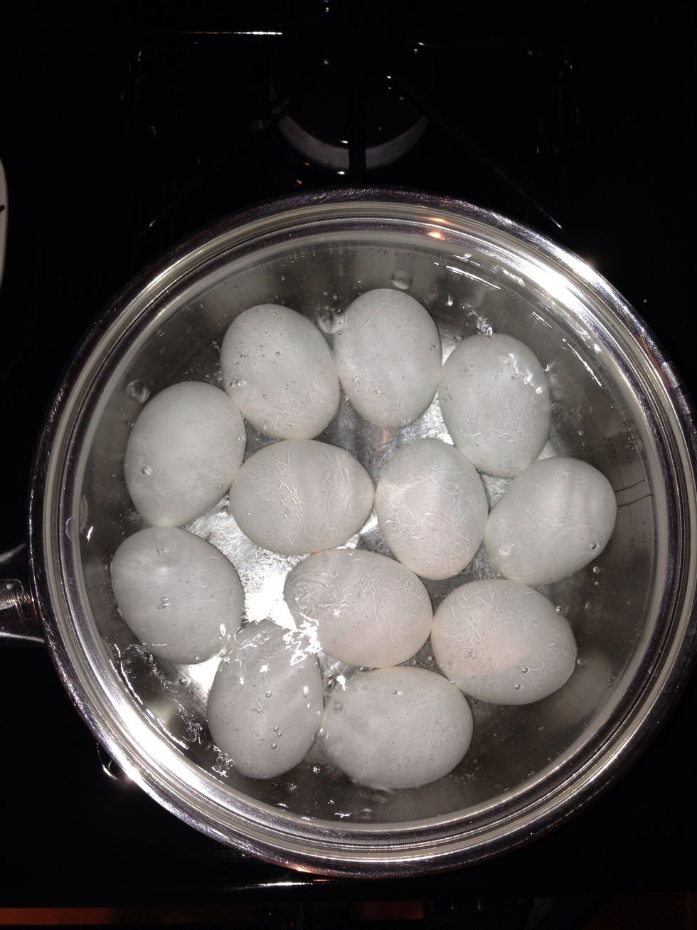 Wait for the water to come to a boil. Once the water starts to boil, immediately turn off the heat. If you let the eggs boil too long they might crack.
