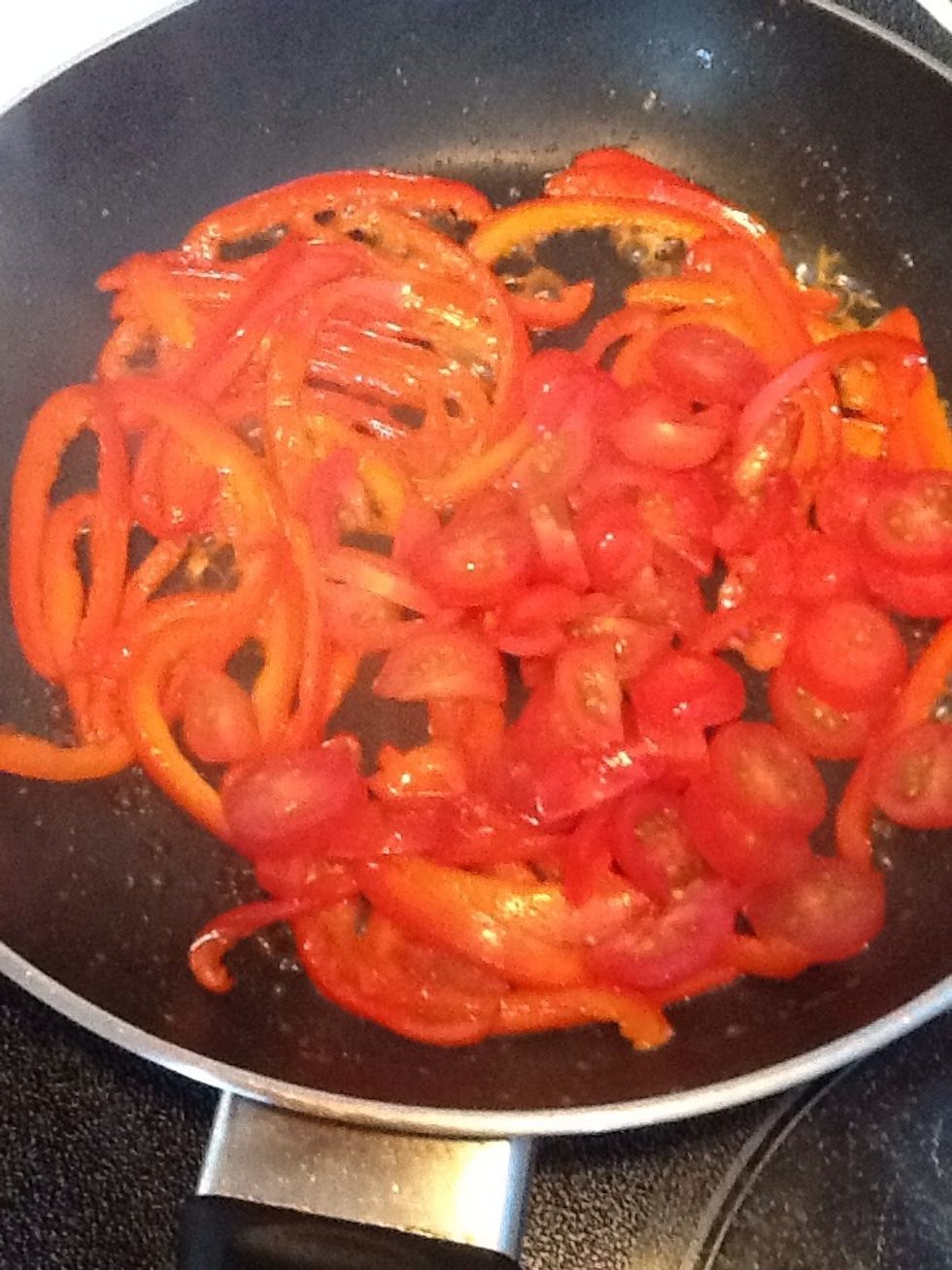 Wait for them to caramelize and add the cherry tomatoes to the pan