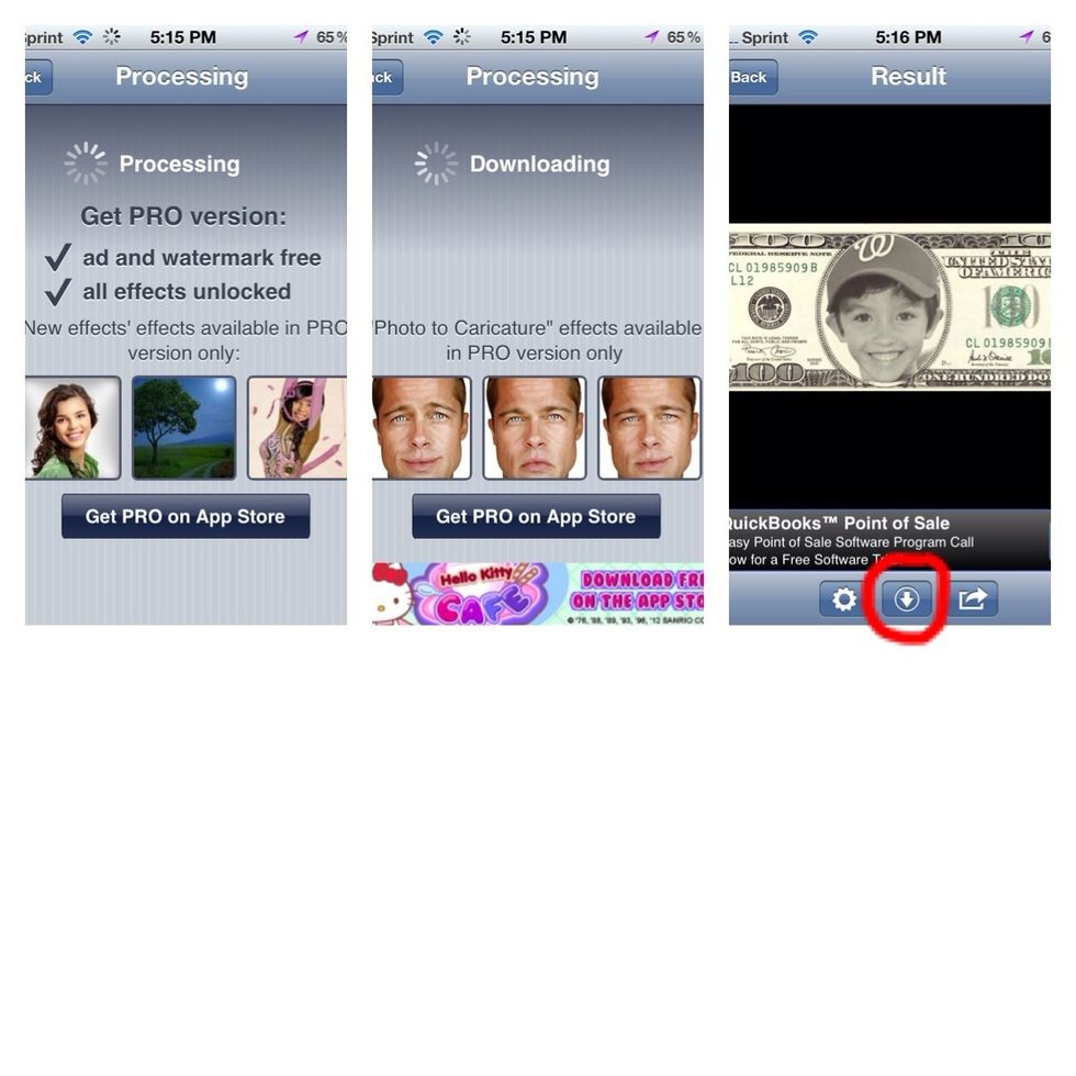 Wait patiently through the processing, processing, processing...downloading, downloading, downloading...and YES, finally your result!! Press the save button to save your lovely money \ud83d\ude09
