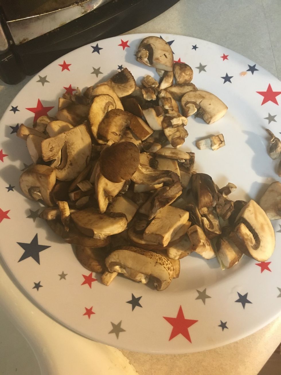 Wait till soup boil, then add mushroom