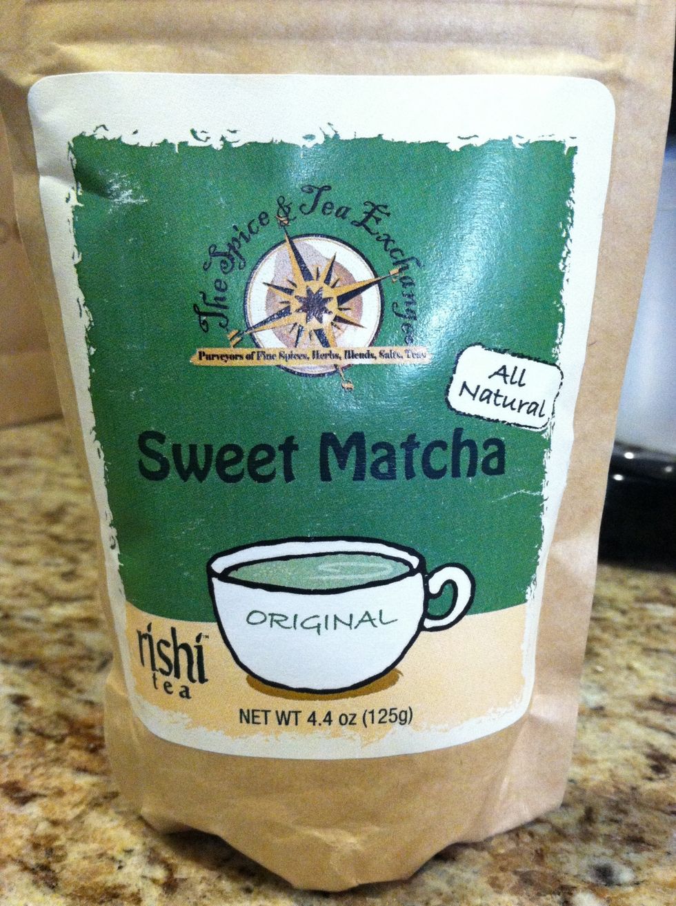 Want a green matcha latte, do ya? Well you've come to the right place! It starts with green matcha powder. Tons of options on amazon but I picked some up at my local tea shop.
