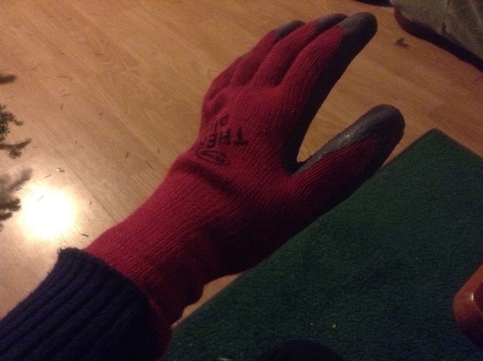 ware some kind of utility glove so You don't get sap on your hands