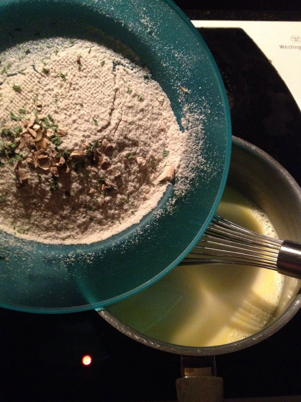 Warm and add your powder from the pasta packet