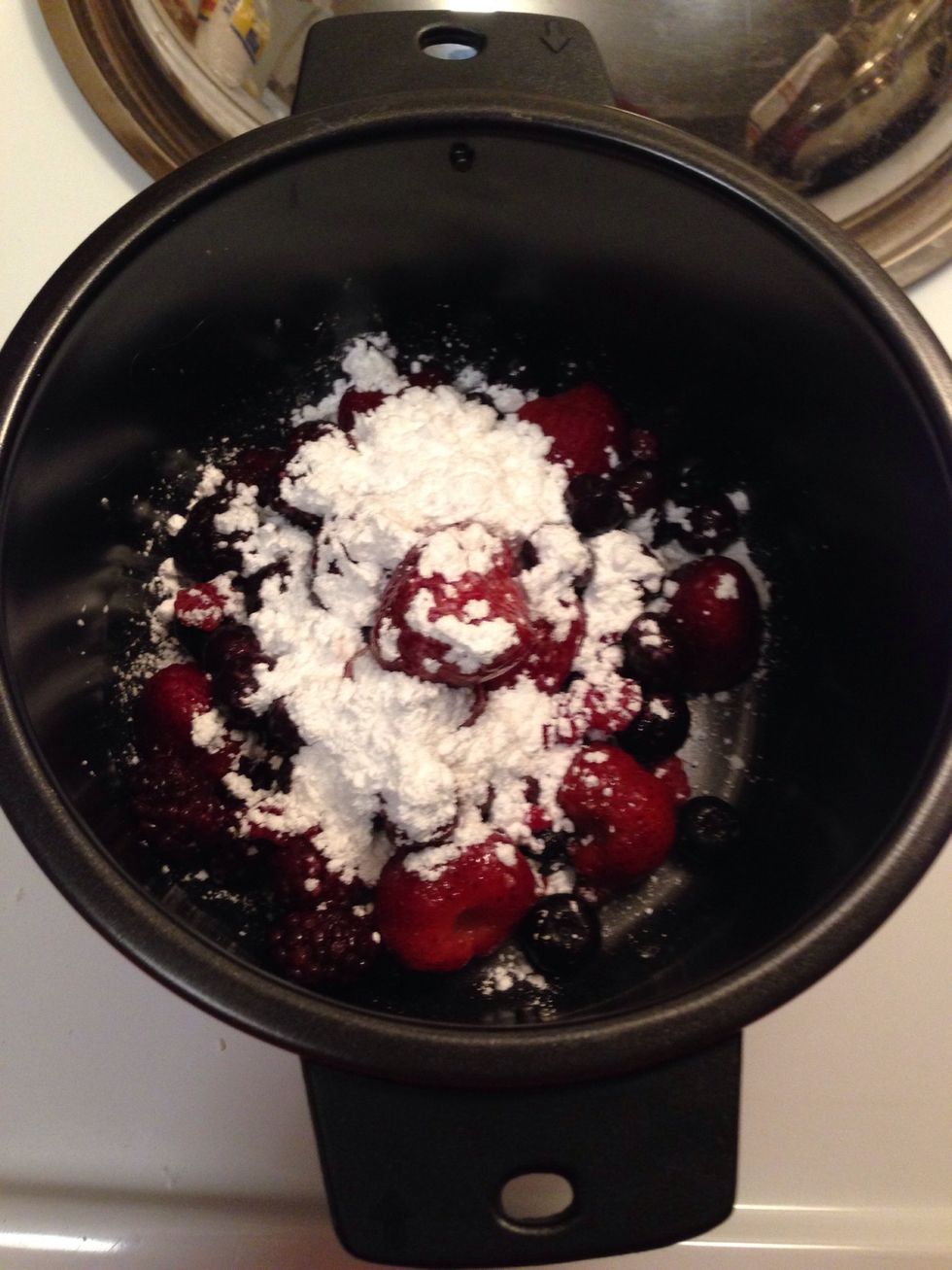 Warm up some fruit with sugar. Let it sizzle till the fruit gets hot and mash it with your spoon. Blend the fruit if you don't want chunks.