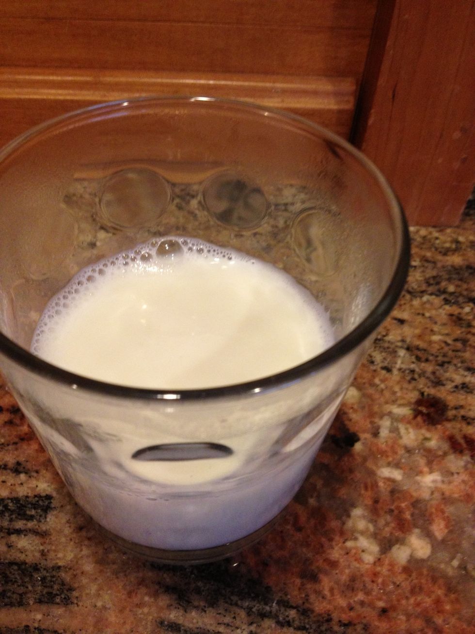 Warm up te milk in microwave add to the chocolate