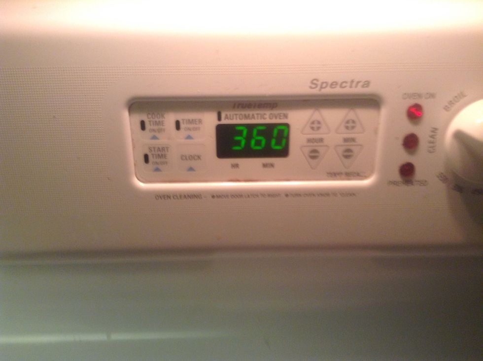 Warm up the oven at 360F