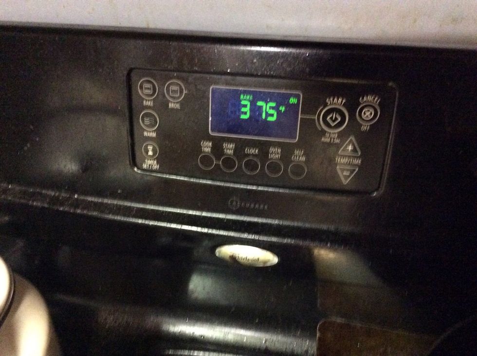 Warm up the oven to 375