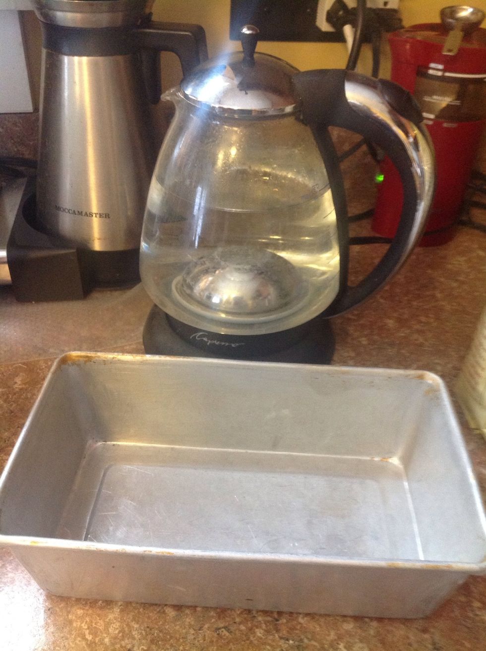 Warm your water. I use my tea pot but some times your tap can get as hot as 130 degrees....oh and here is the 9x 5 baking pan I forgot to put in the supply picture.