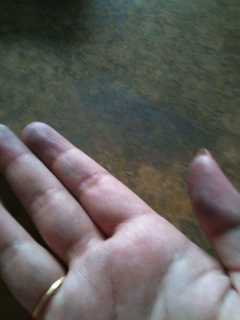 WARNING: Do not attempt on pretty furniture! This is the result when you work on this project, but in most cases NO WORRIES! Just get a paper towel, soak it alil, and it comes right off :)