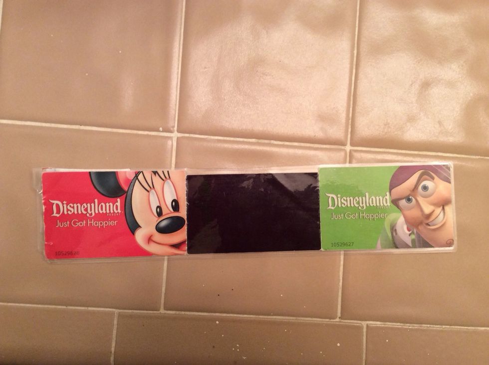 Warning-my disneyland bookmark didn't turn out quite right. Many tickets turn black on one side when exposed to heat. Our World of Color ticket was in the middle!