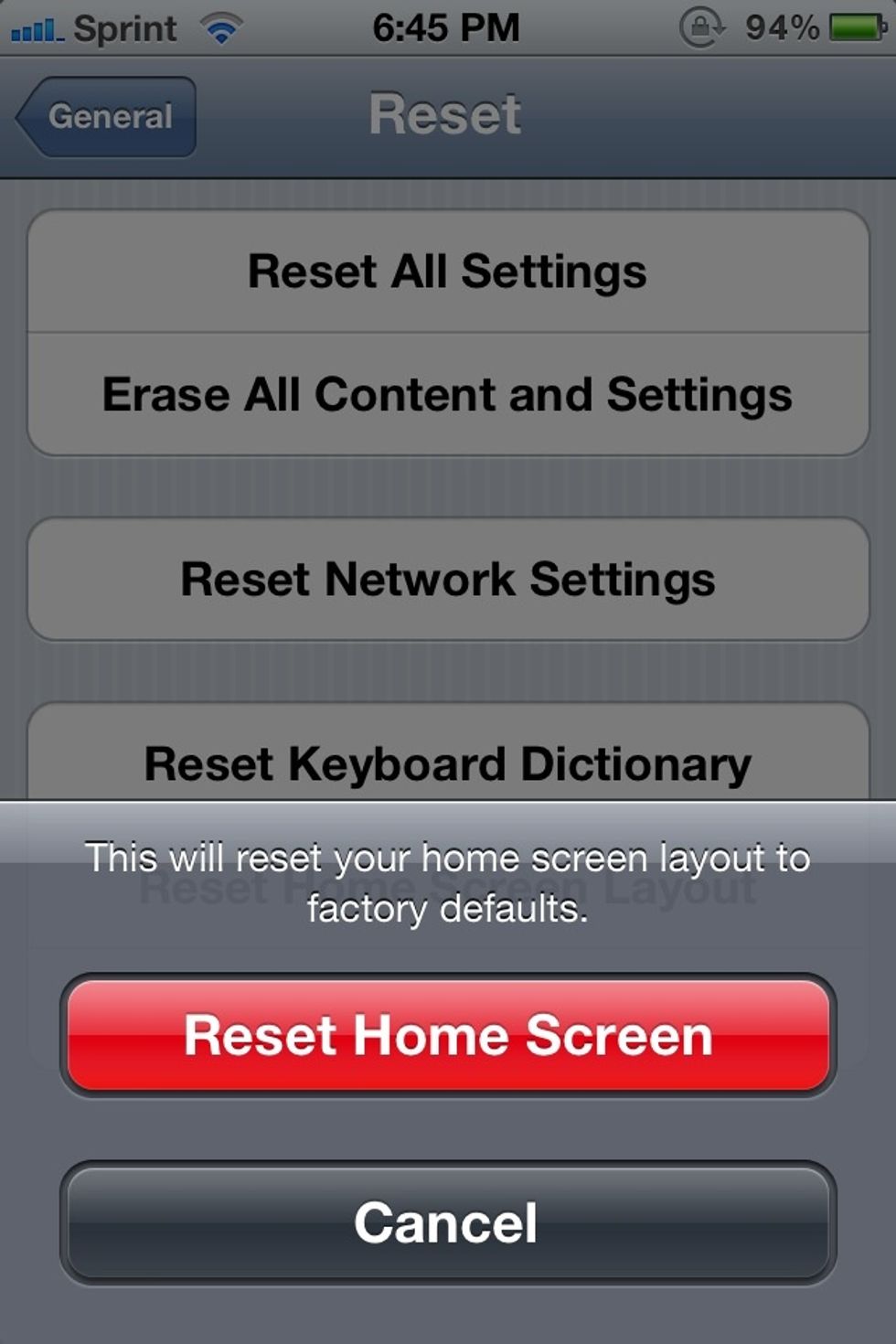 How to reset home screen layout B+C Guides