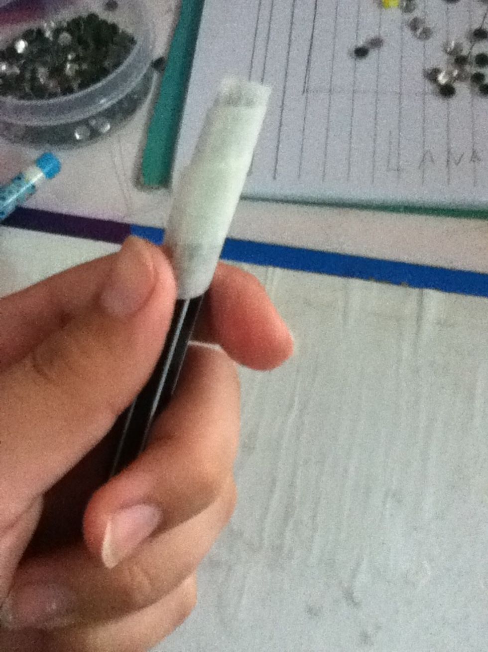 Warp it around the sticky part has to be outside