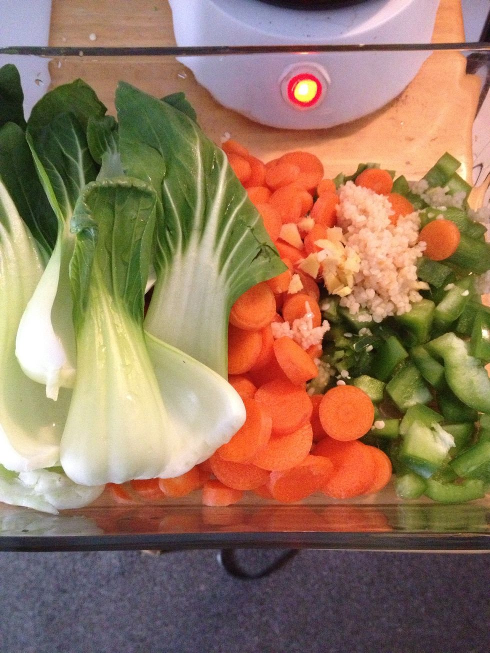 Wash an cut all vegetables