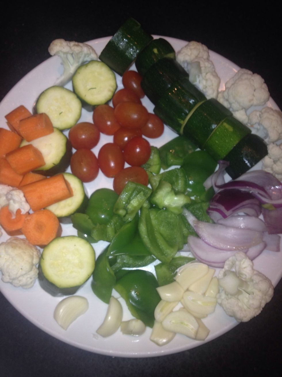 Wash and chop your veggies and thing go's