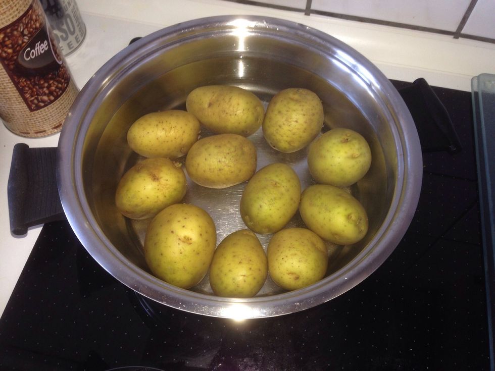 wash and cook the potatos 20-25 min.