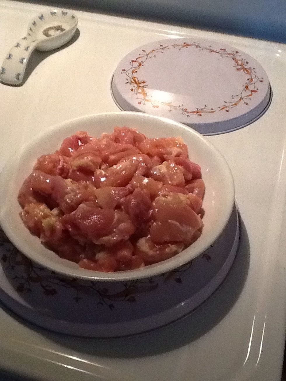 Wash and Cut chicken into cubes