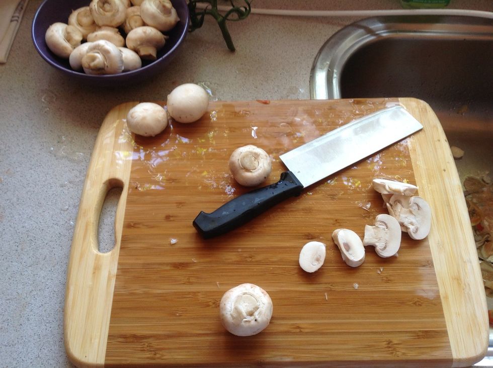 Wash and cut the mushrooms