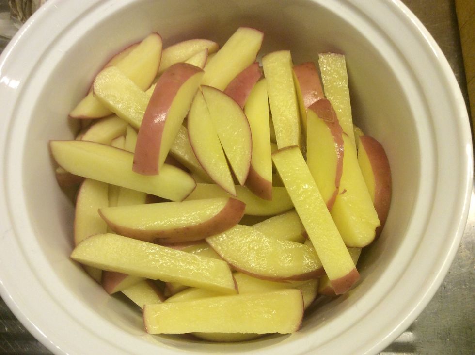 Wash and Cut your potatoes into chips