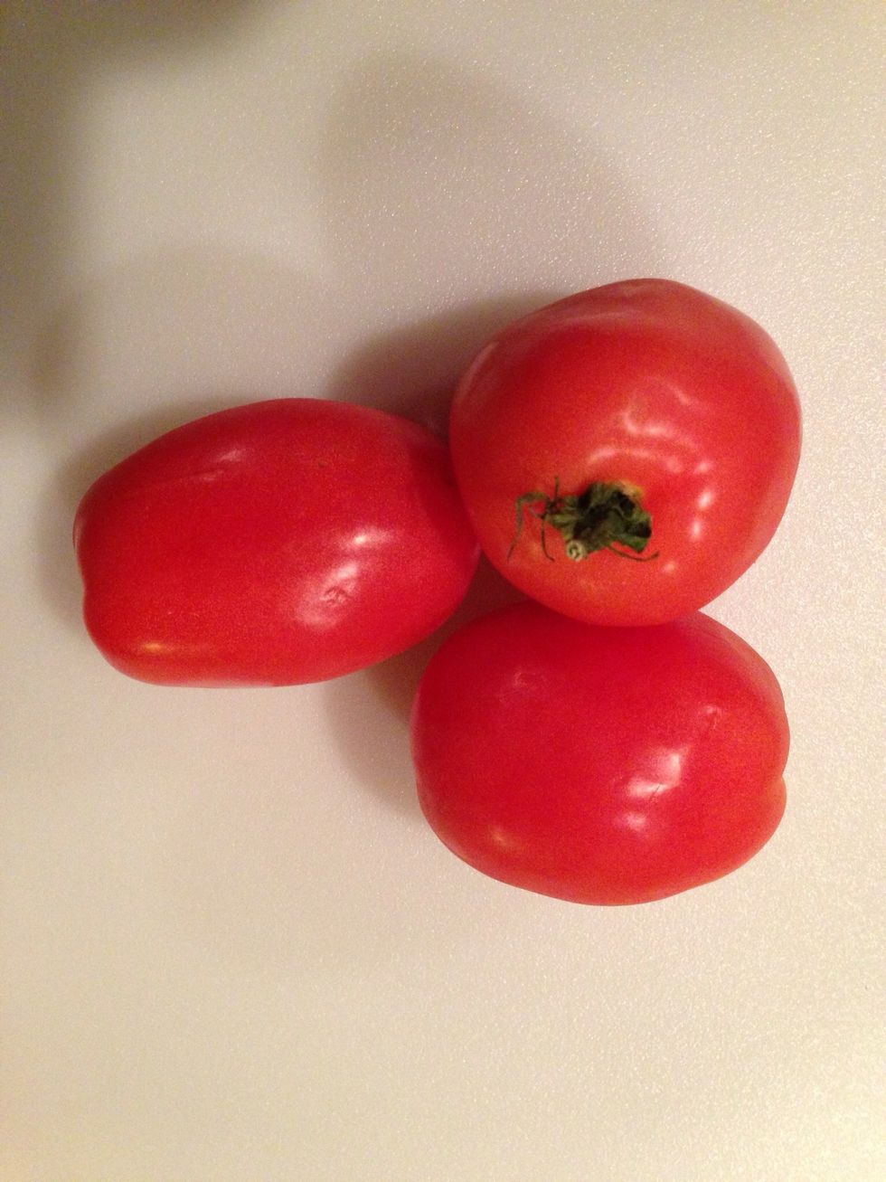 Wash and dice Amish Paste tomatoes