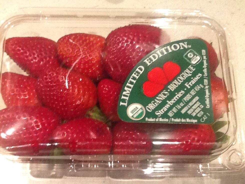 Wash and hull the Strawberries reserving one if you need it for frosting color.