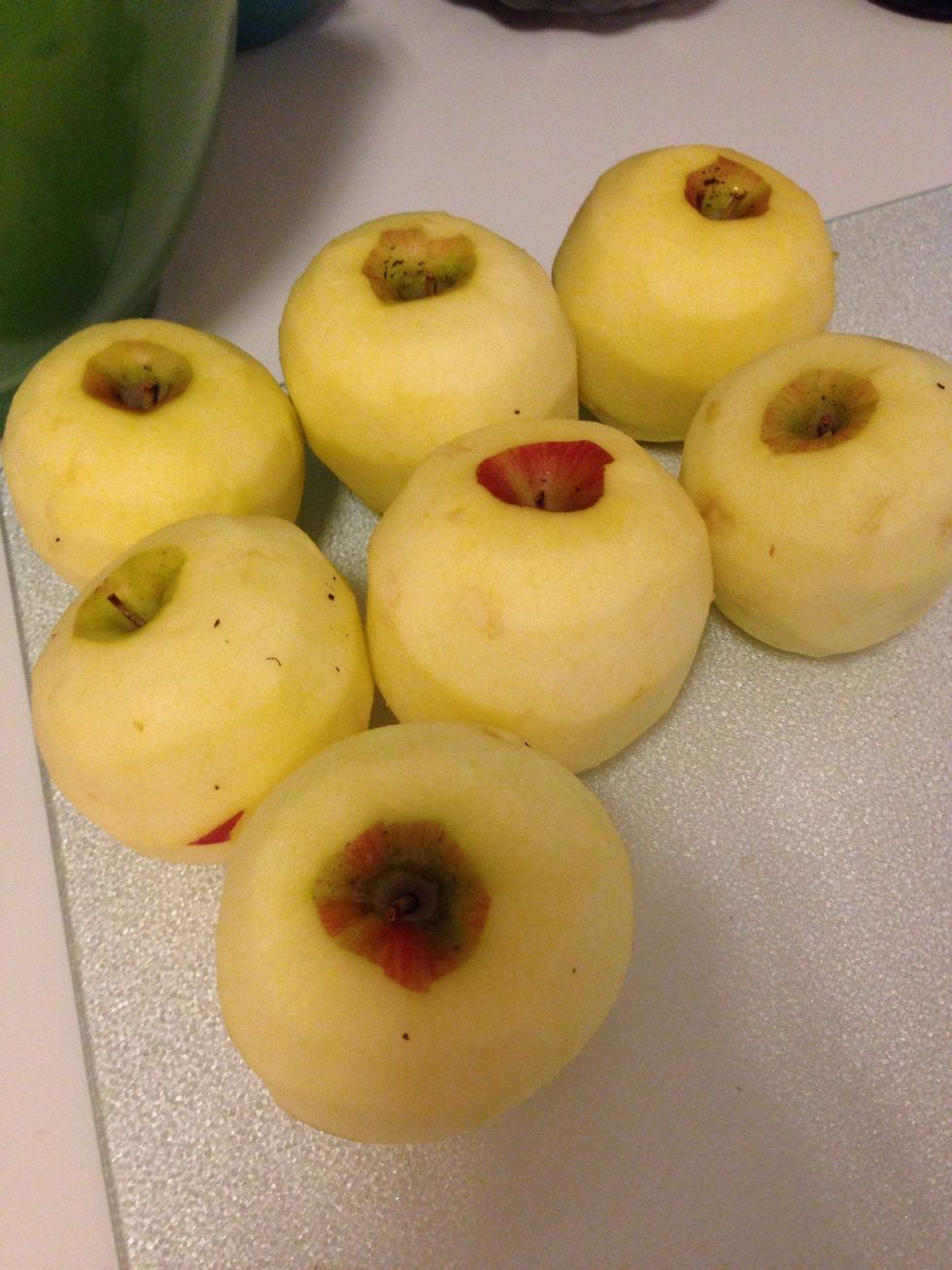Wash and peel 6-7 large apples. (I used 7 so that I could have extras for something additional at the end!)