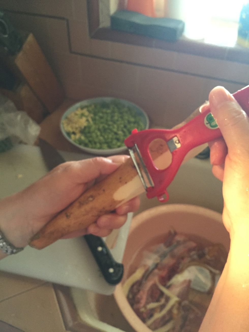 Wash and peel yams