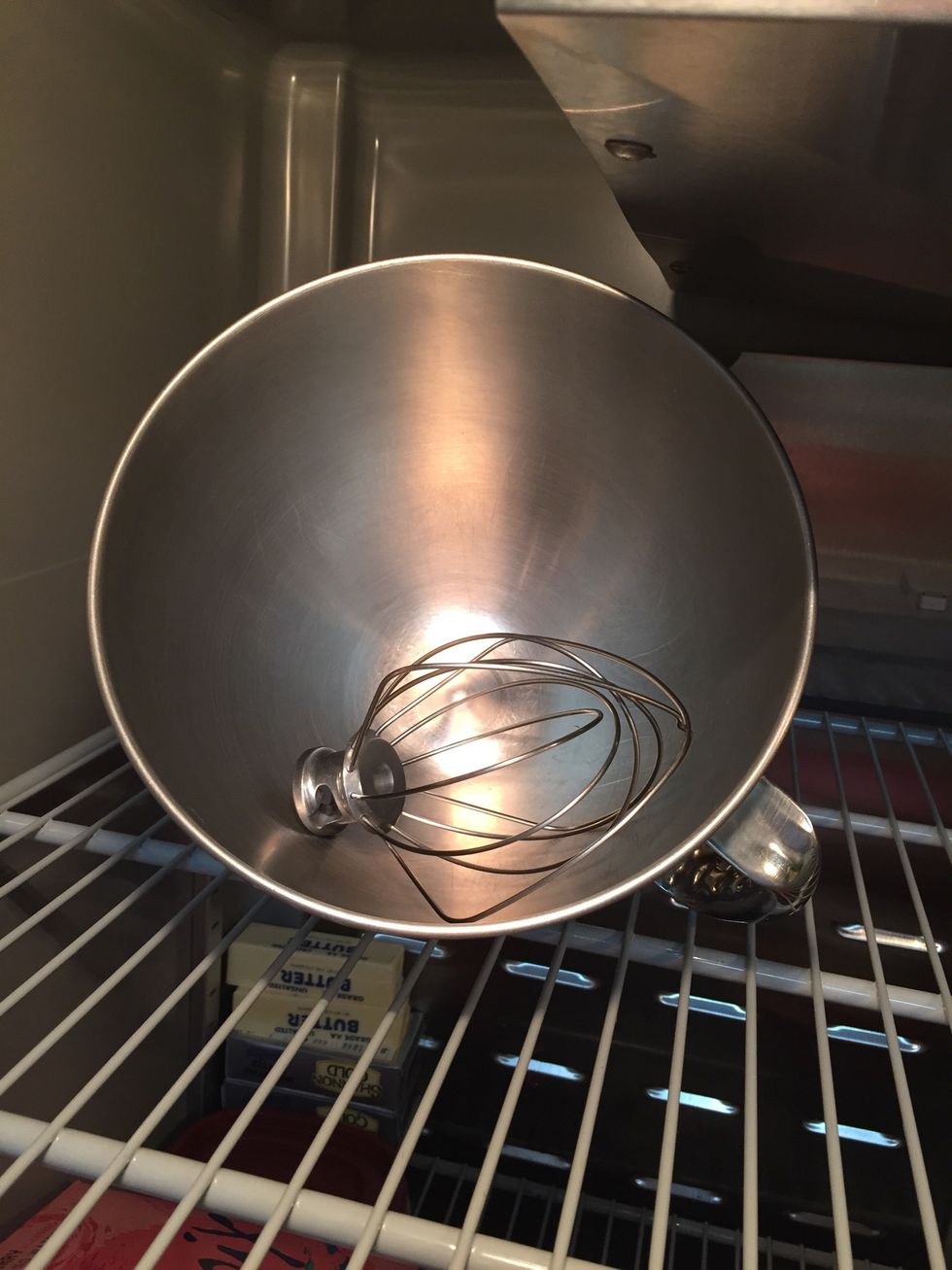 Wash and re-chill the mixing bowl and wire whisk until ready to use.