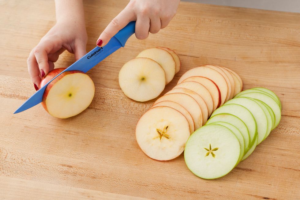 Wash and thinly slice your apple. The thicker the slices, the longer they'll have to cook.