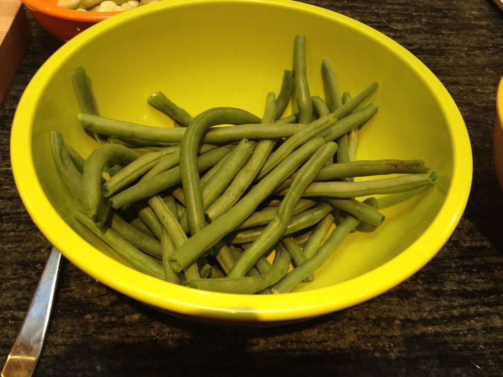 Wash and trim the ends of the green beans.