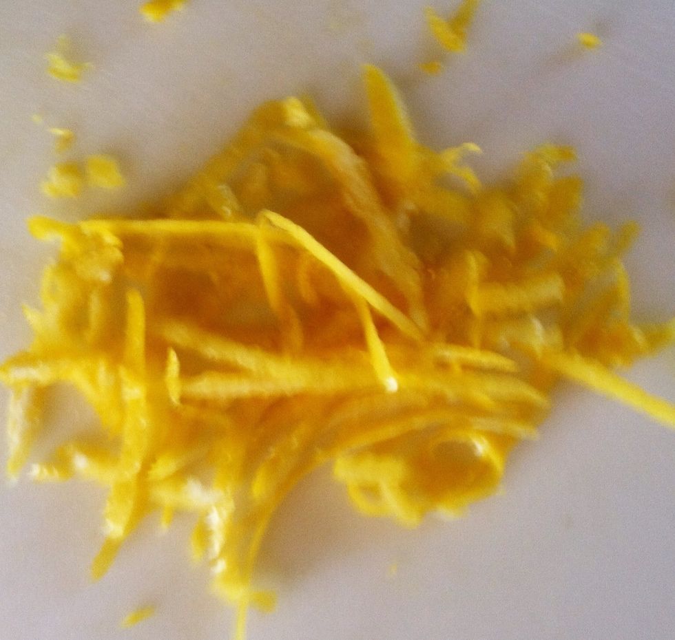Wash and zest one lemon - long strips and/or short strips- and set aside. Boil one cup of water.