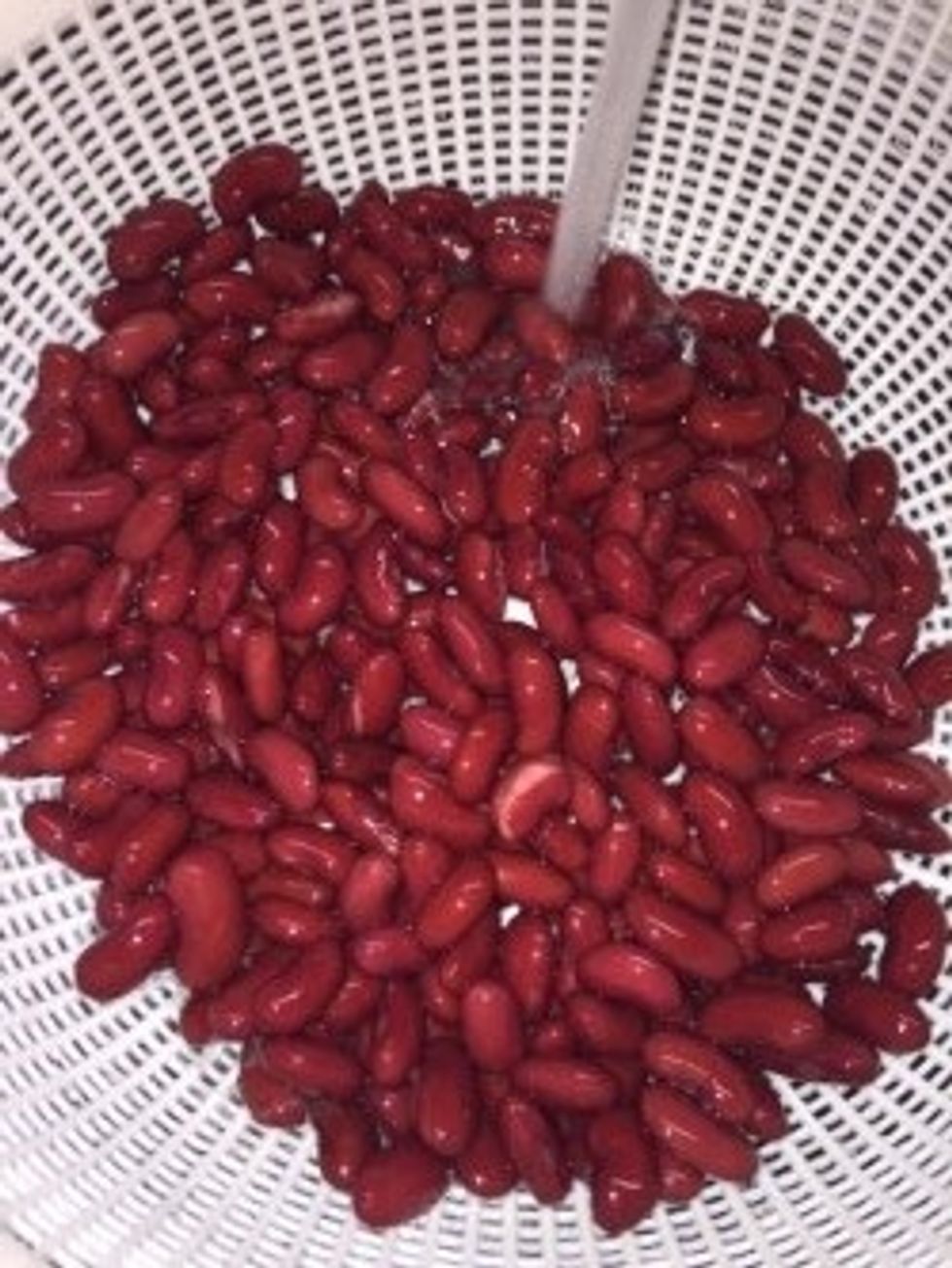 Wash beans. Beans contain protein (For building muscle), Potassium (Helps relief stroke, high blood pressure, Heart and kidney disorders), Fibre (Digestion system) and Iron ( produce red blood cells).