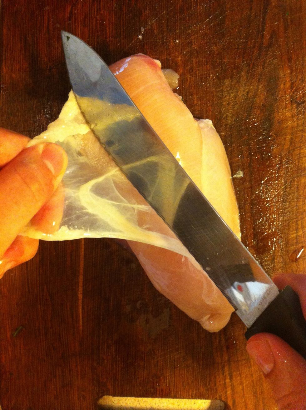 Wash chicken and remove the pellicle.