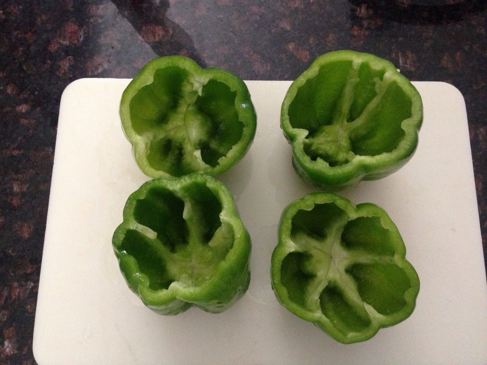 Wash & core out the seeds of the peppers.