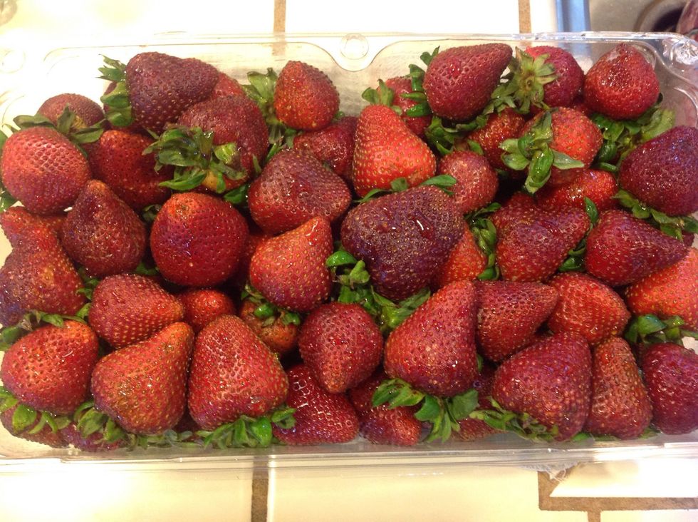 Wash & hull strawberries.