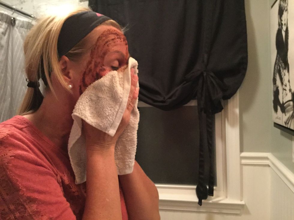 Wash it completely off your face.