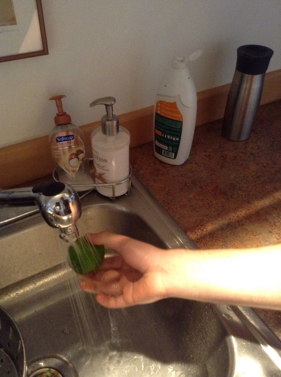 Wash lime in kitchen sink