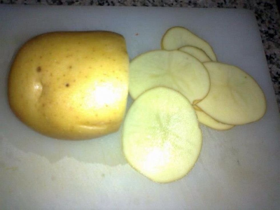Wash potatoes well and cut it into thin slices using a sharp kitchen knife