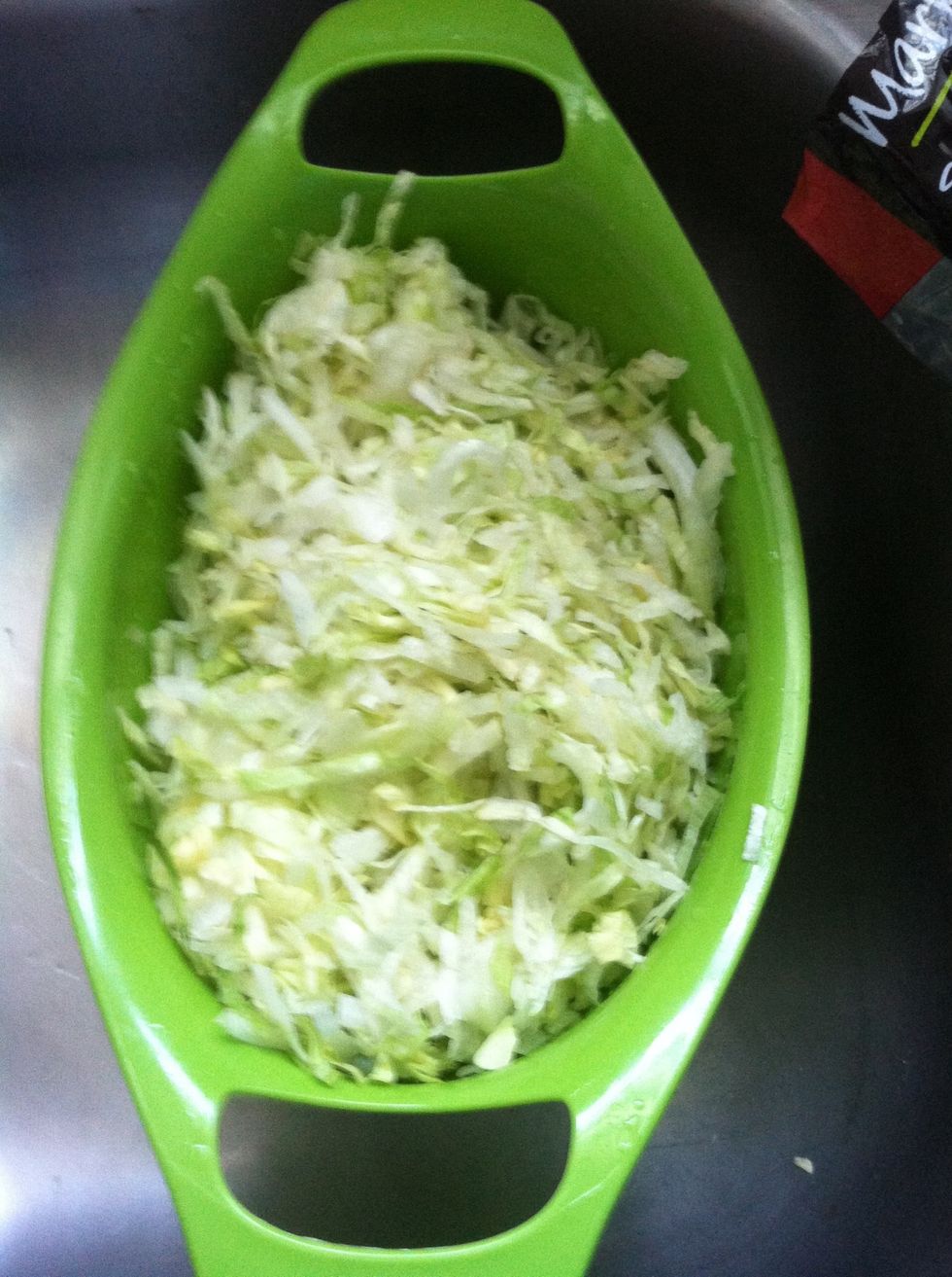 Wash the lettuce, Shredded or finely cut lettuce will do.