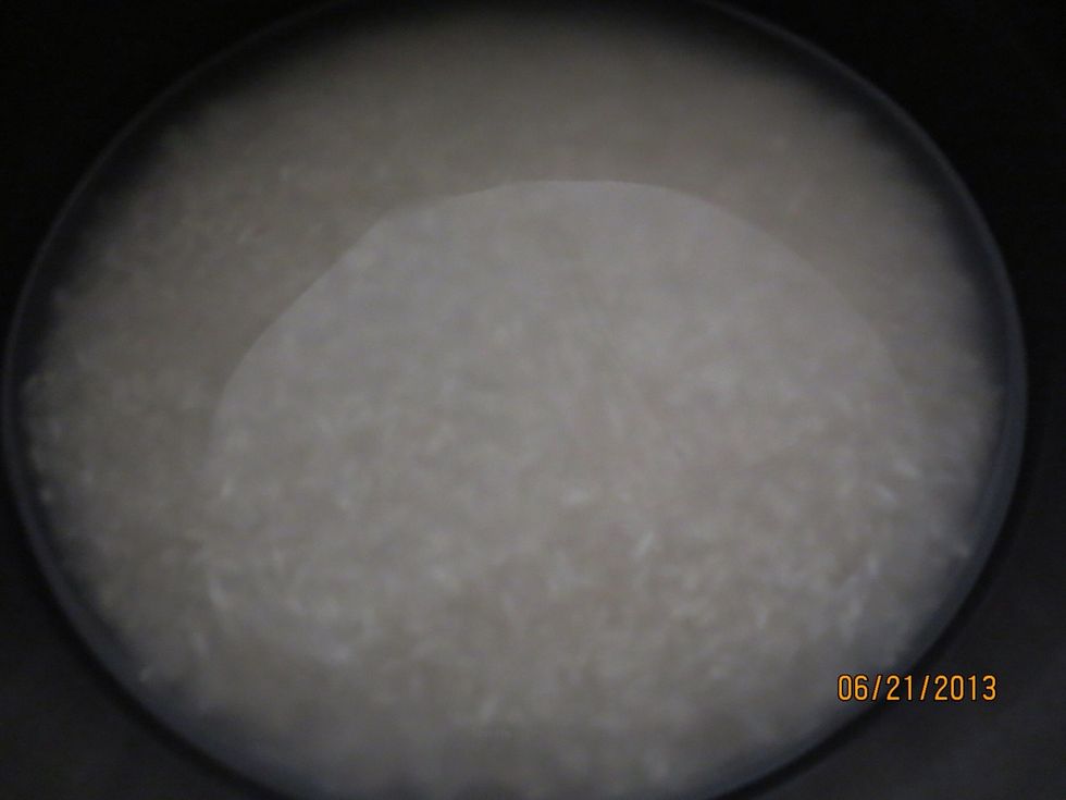Wash the rice and add water until the water is about the first digit of your index finger deep