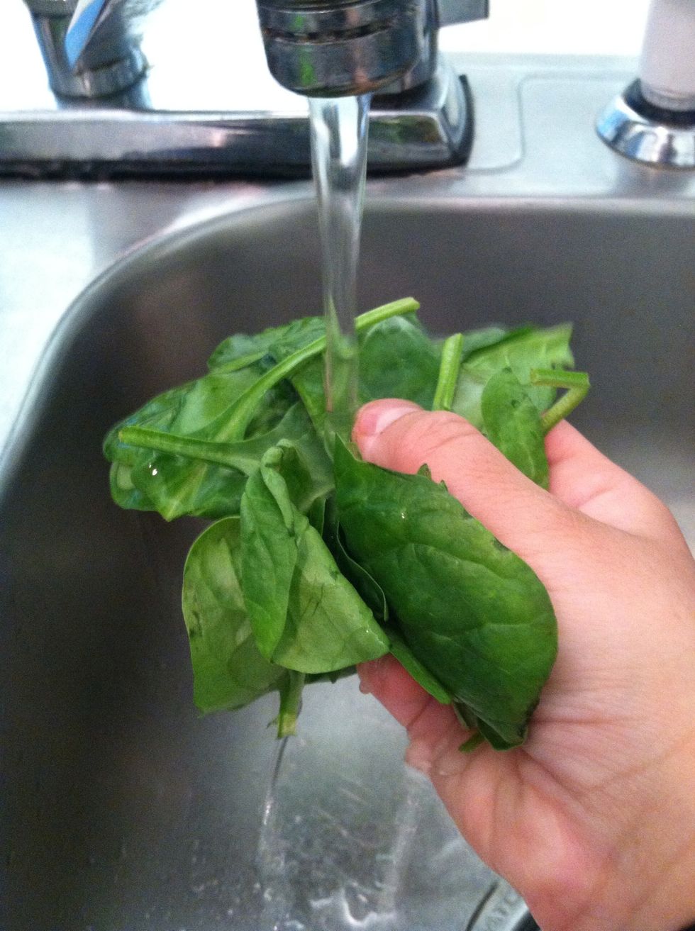 Wash yo spinach, someone just told me to use hot water, it gets all the pesticides & soap shiz off!