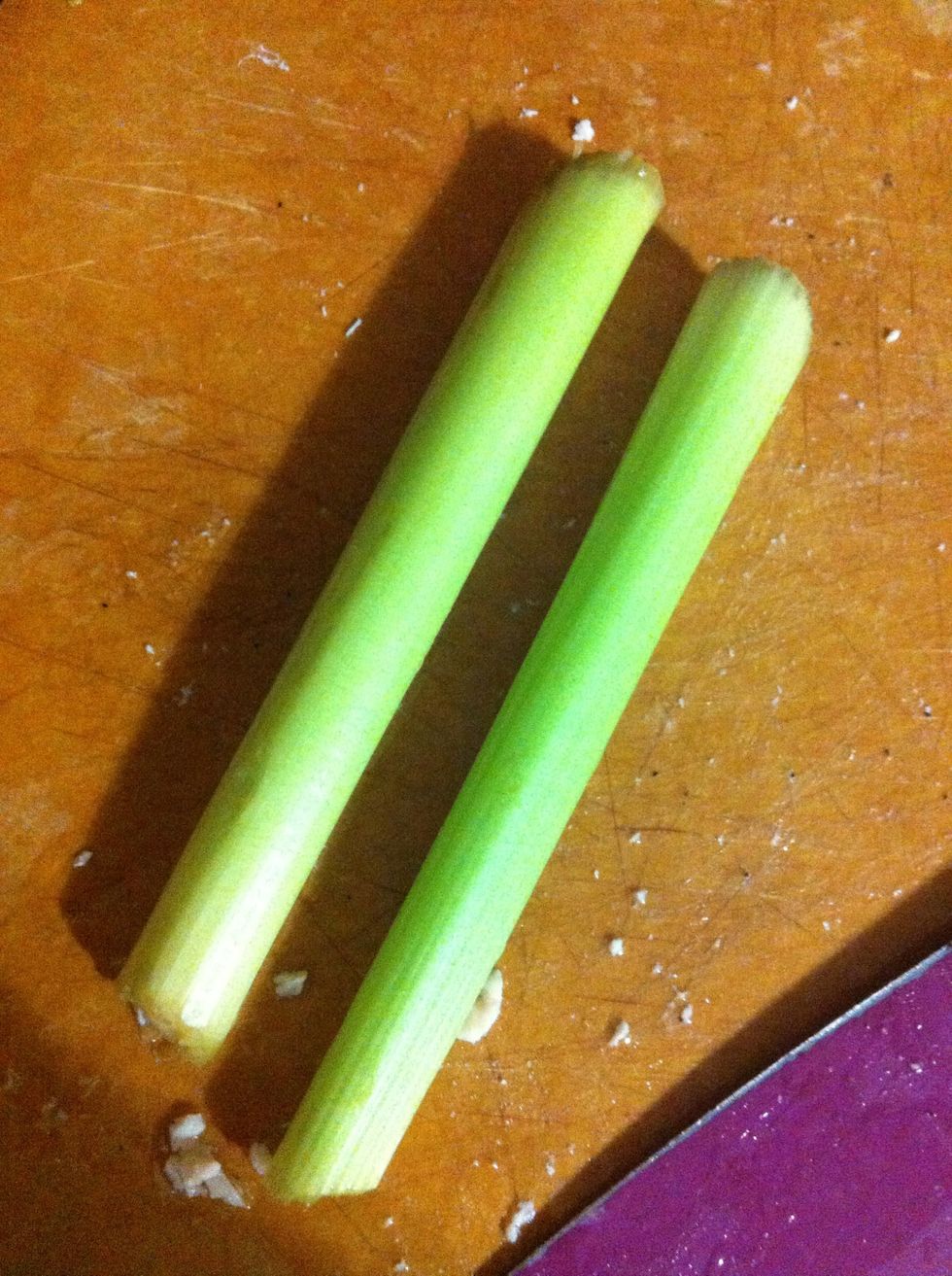 Wash your celery and chop it up! Here I might add, if you have a small Granny Smith or any not so sweet apple, chop that up and you may add to your salad as well. This is optional.