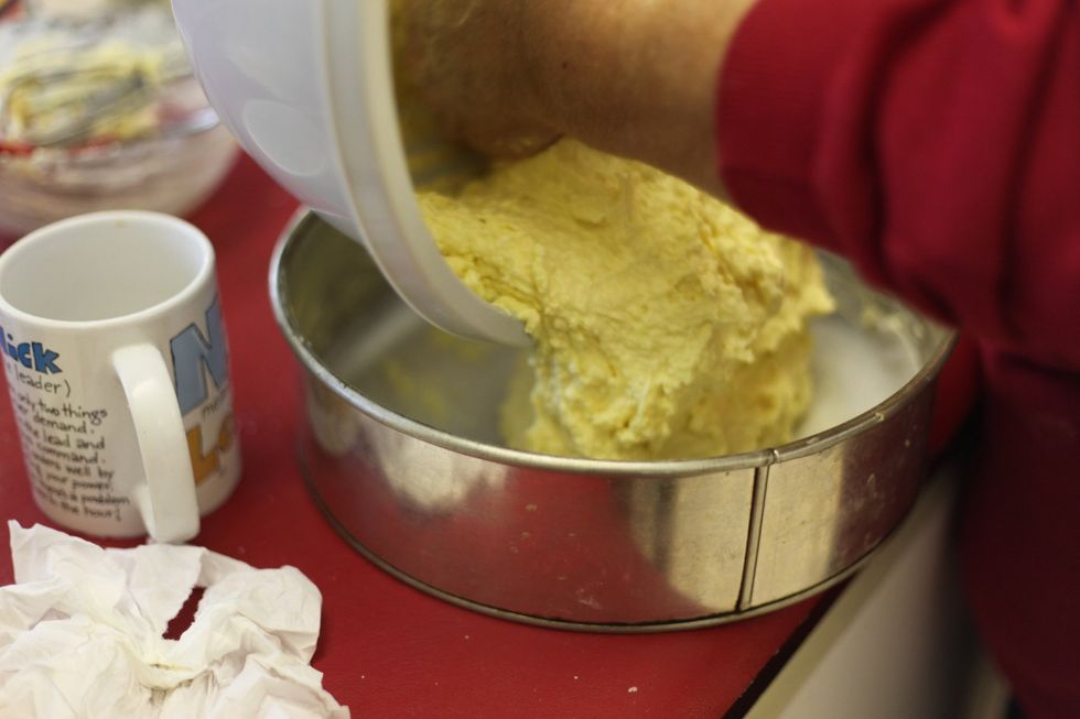 Wash your hands and hand spoon your mixture into your pre prepared baking tray