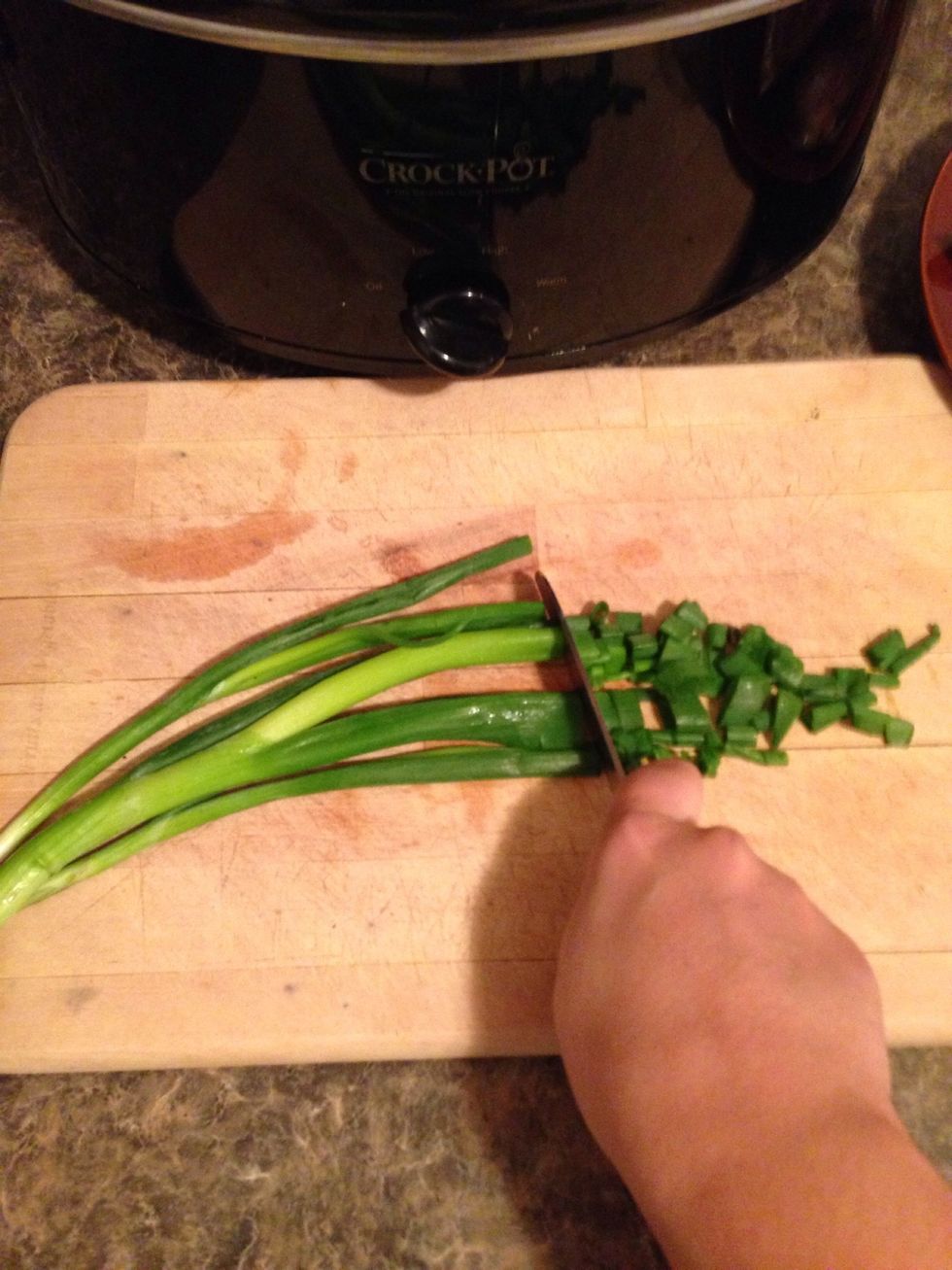 Wash your veggies. Chop your green onions.