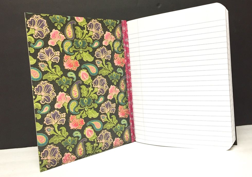 washi tape adhered to inside of front cover.