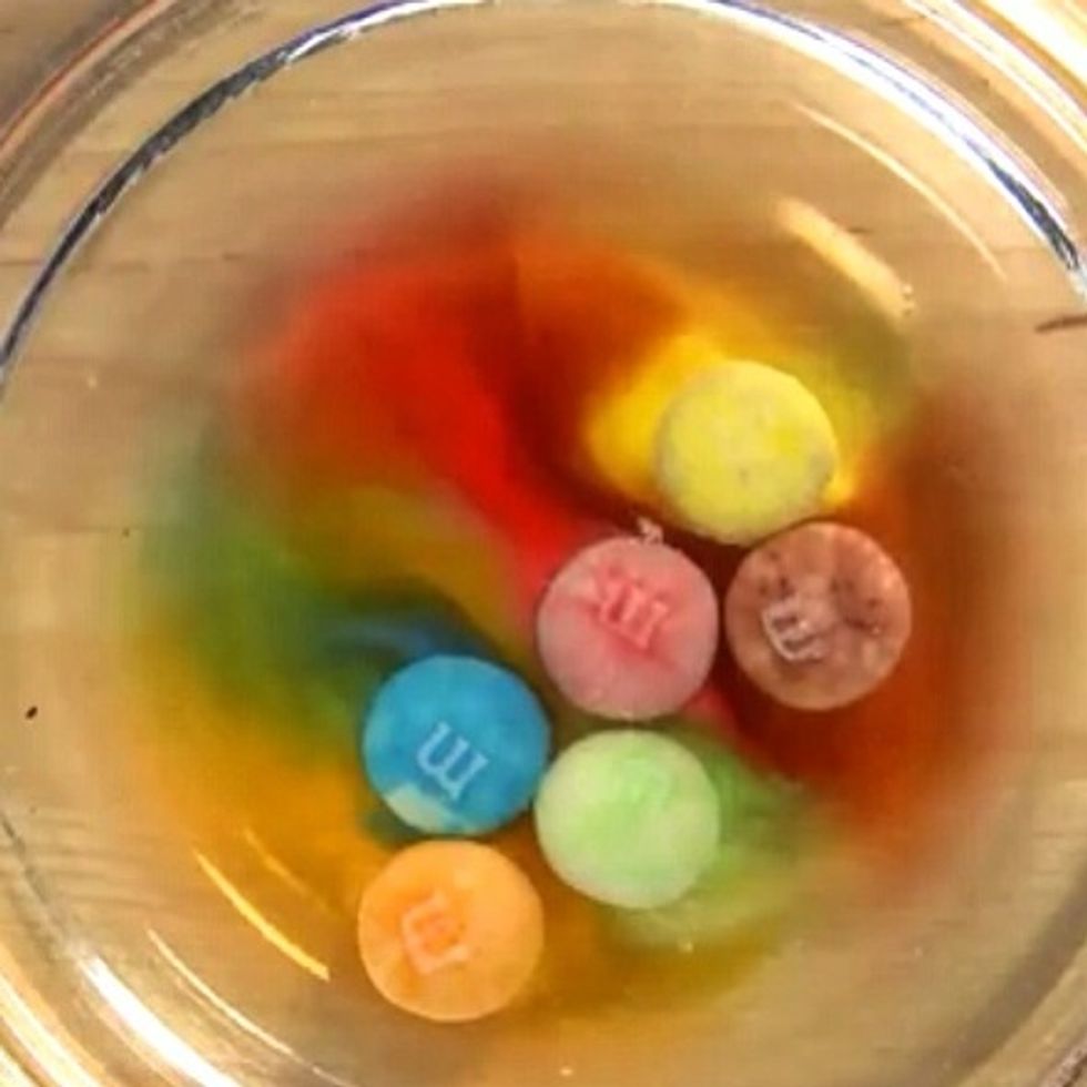 Watch as the colors begin to dissolve.