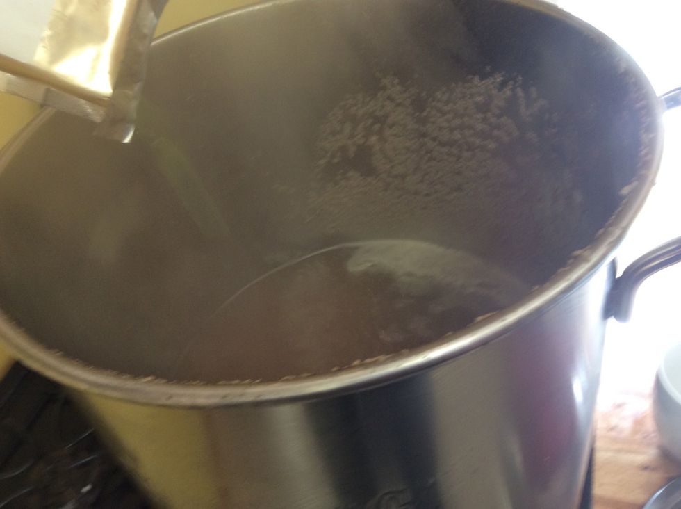 Watch out for boil overs. It will happen. See the crap on the sides? Leave a gap in the kettle lid to let out air pressure, especially after adding the hops.