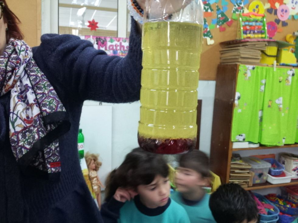 watch the food colouring settle down in the water......