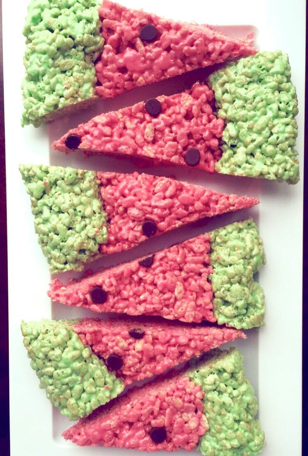 Watermelon Krispy Treat: This fruity take on your fave snack is great for the summer. Put the slices on a stick + you'll have the perfect handheld dessert for your next party. http://bit.ly/2c6h4jc